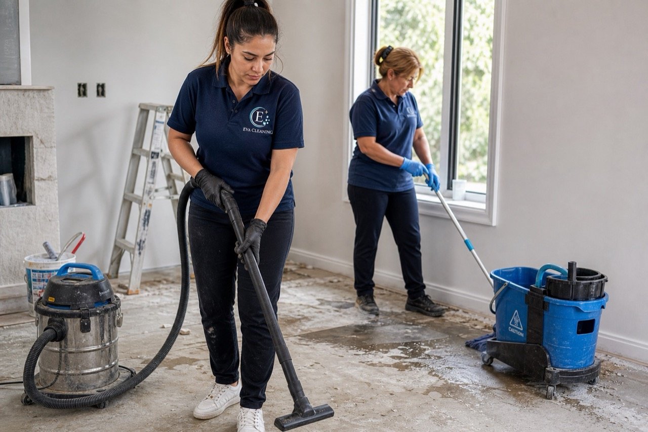 Post-construction cleaning of a newly renovated space